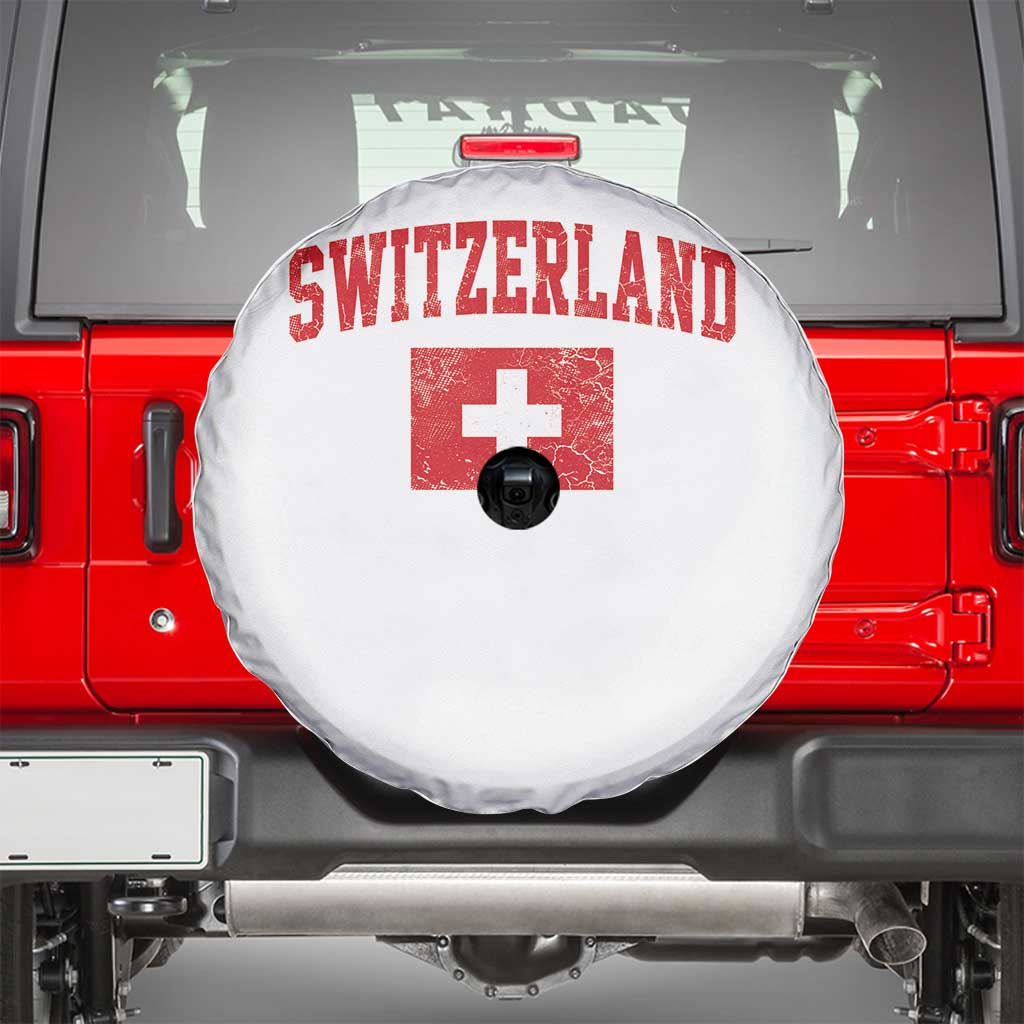 Switzerland Fan Spare Tire Cover Vintage Retro Swiss Cross Flag TS10 White Print Your Wear