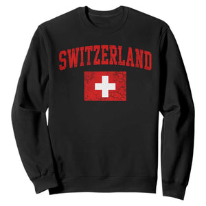 Switzerland Fan Sweatshirt Vintage Retro Swiss Cross Flag