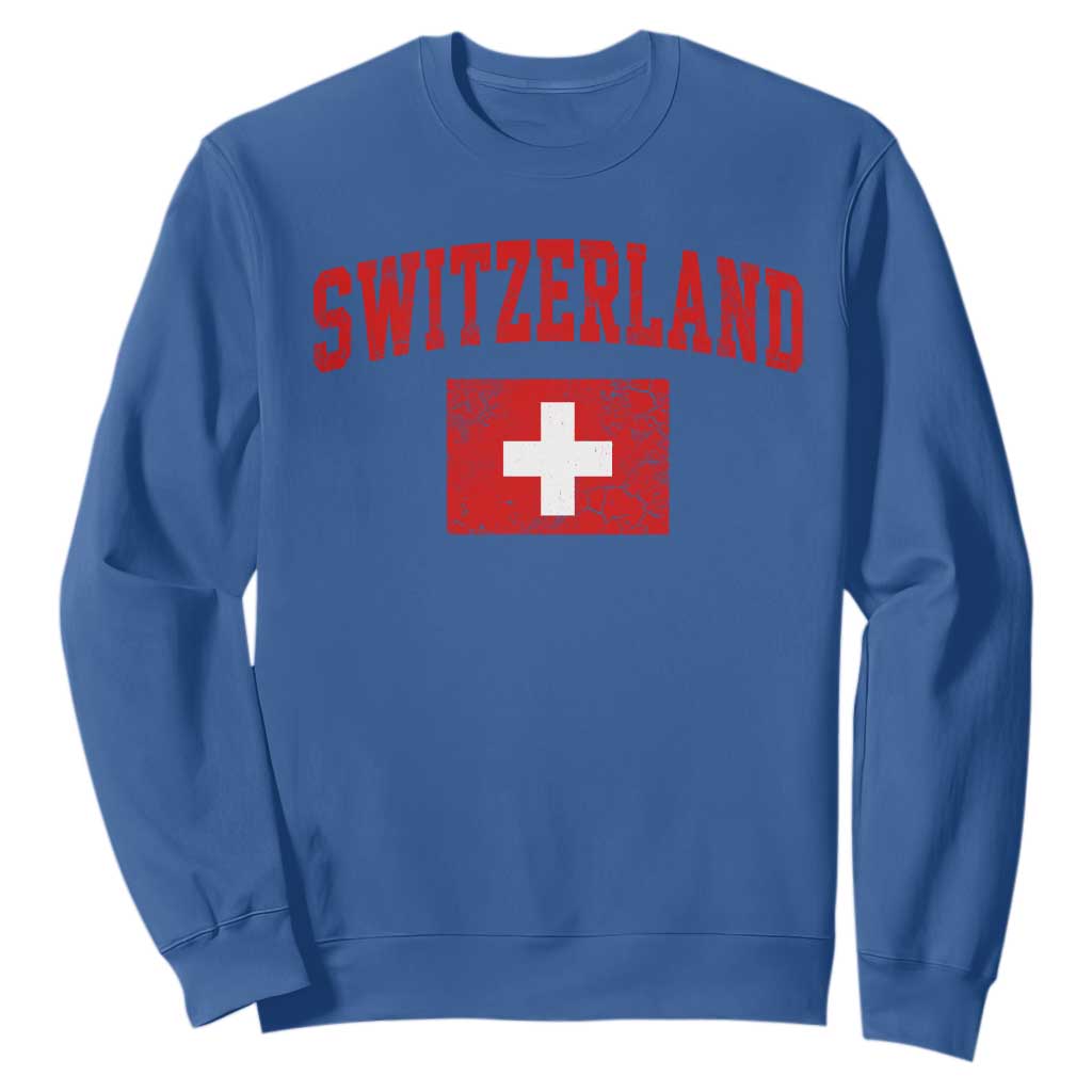 Switzerland Fan Sweatshirt Vintage Retro Swiss Cross Flag
