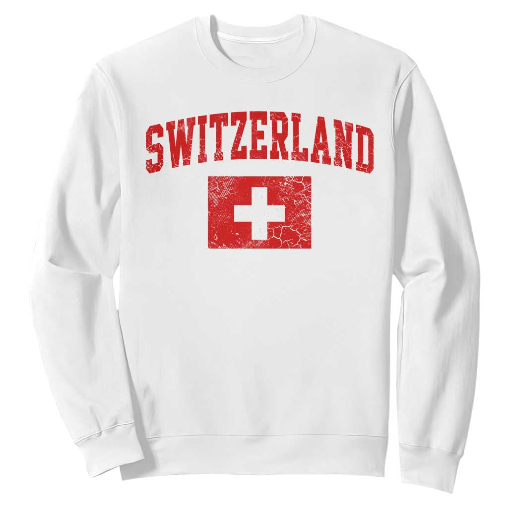 Switzerland Fan Sweatshirt Vintage Retro Swiss Cross Flag