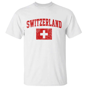 Switzerland Fan T Shirt Vintage Retro Swiss Cross Flag