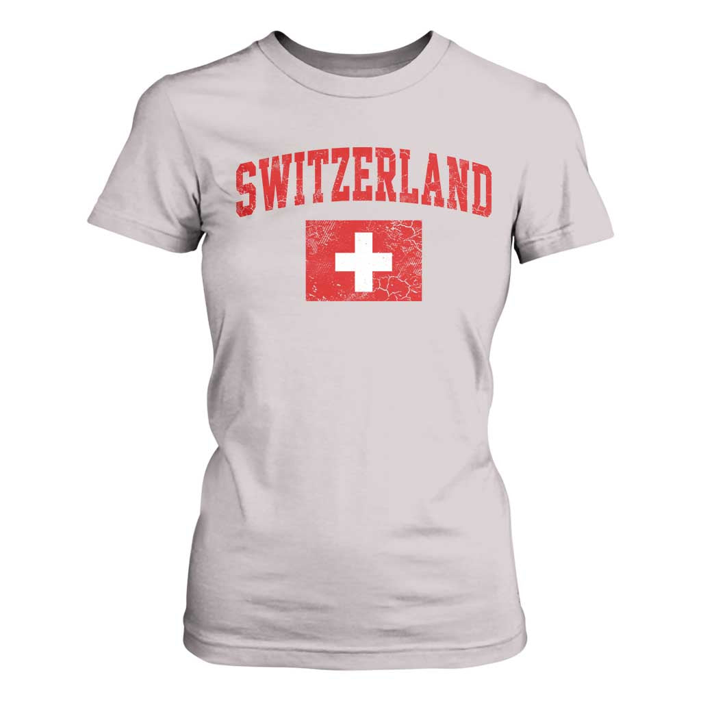 Switzerland Fan T Shirt For Women Vintage Retro Swiss Cross Flag