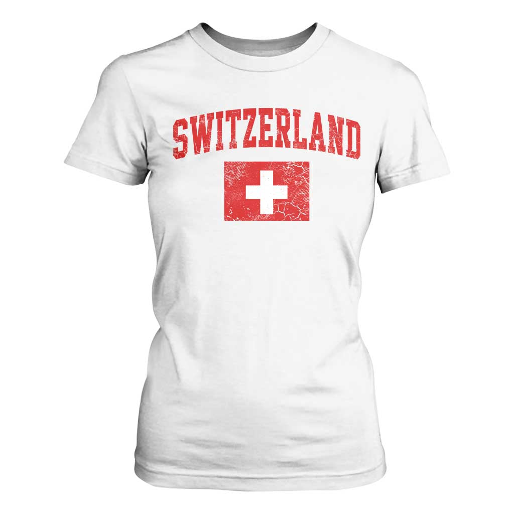 Switzerland Fan T Shirt For Women Vintage Retro Swiss Cross Flag TS10 White Print Your Wear