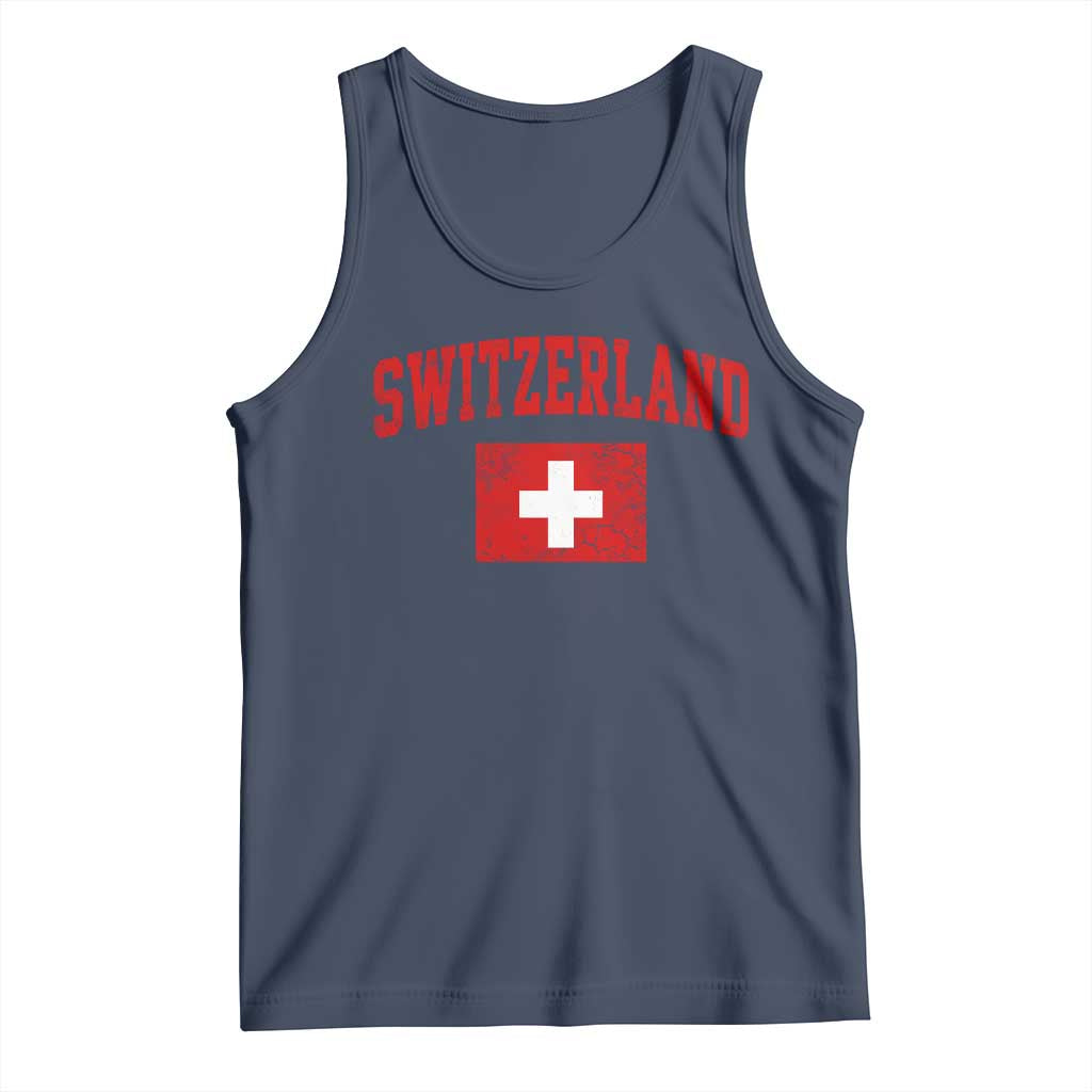 Switzerland Fan Tank Top Vintage Retro Swiss Cross Flag