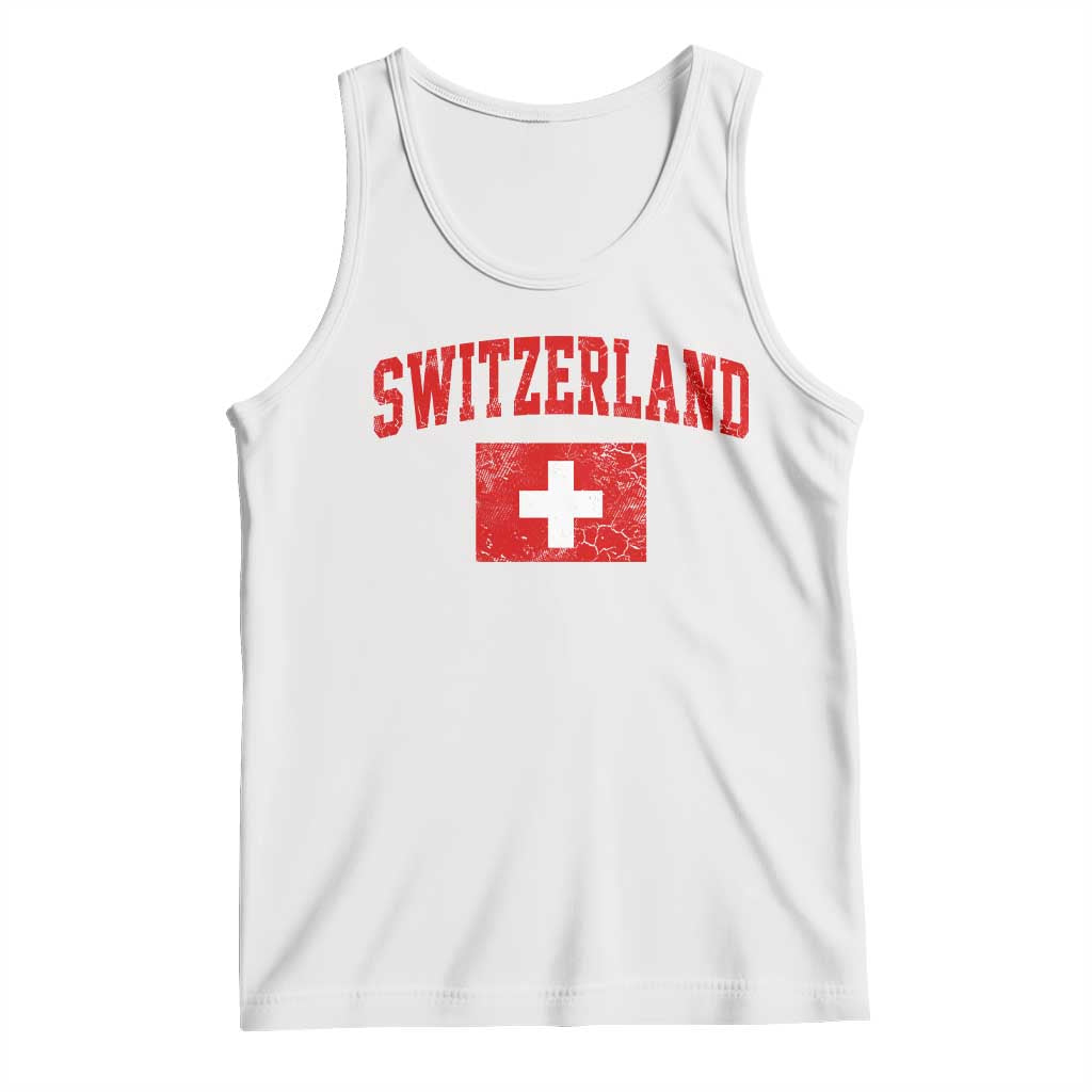 Switzerland Fan Tank Top Vintage Retro Swiss Cross Flag TS10 White Print Your Wear