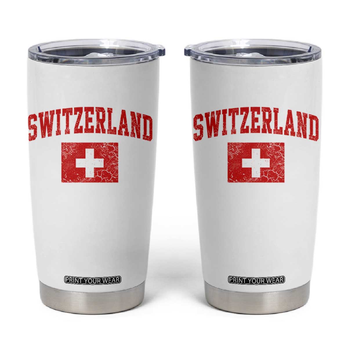 Switzerland Fan Tumbler Cup Vintage Retro Swiss Cross Flag TS10 White Print Your Wear