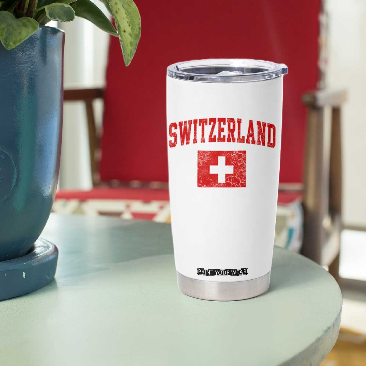 Switzerland Fan Tumbler Cup Vintage Retro Swiss Cross Flag TS10 Print Your Wear