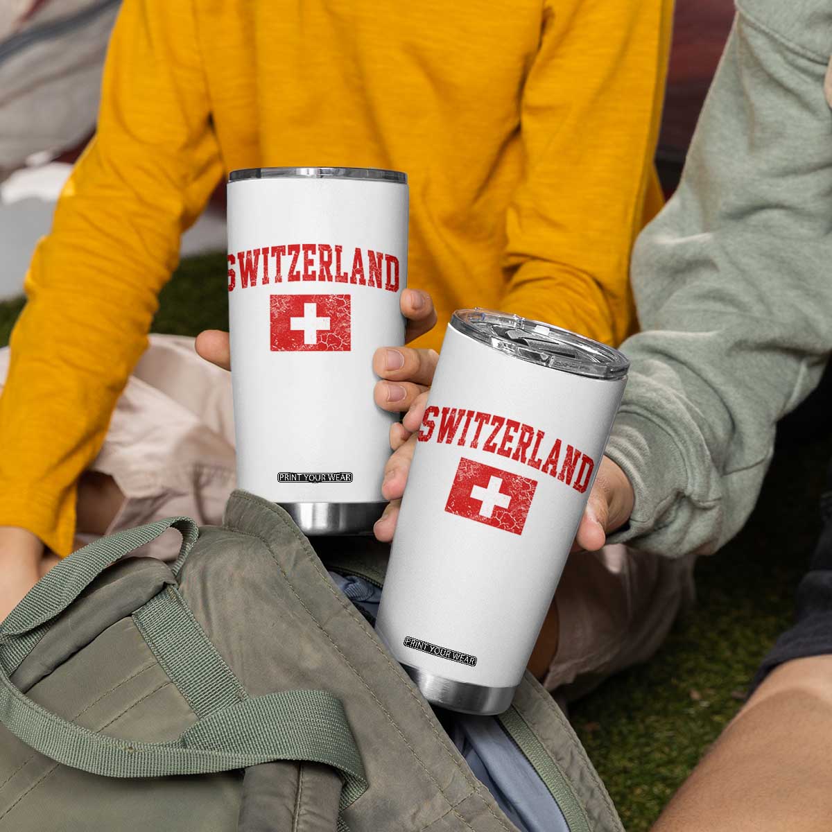 Switzerland Fan Tumbler Cup Vintage Retro Swiss Cross Flag TS10 Print Your Wear