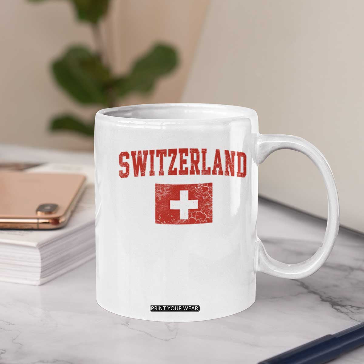 Switzerland Fan Coffee Mug Vintage Retro Swiss Cross Flag TS10 Print Your Wear