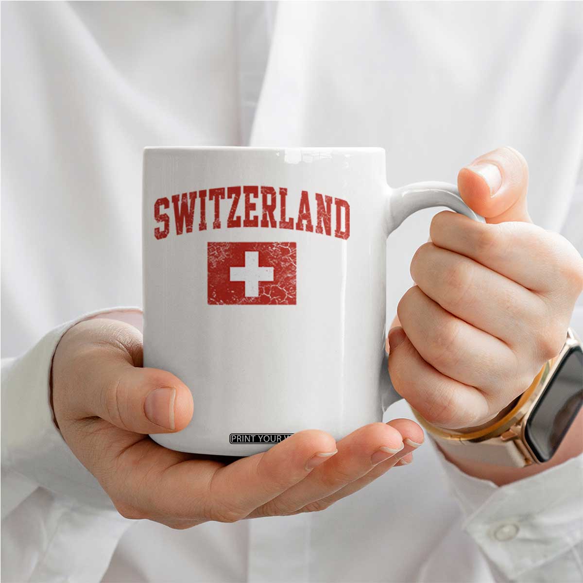 Switzerland Fan Coffee Mug Vintage Retro Swiss Cross Flag TS10 Print Your Wear