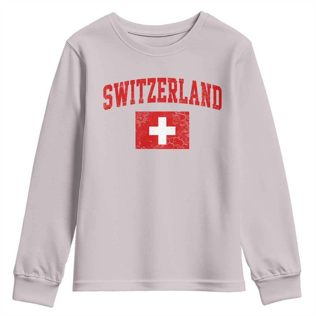 Switzerland Fan Youth Sweatshirt Vintage Retro Swiss Cross Flag