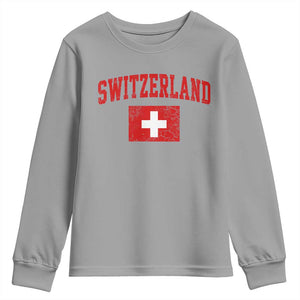 Switzerland Fan Youth Sweatshirt Vintage Retro Swiss Cross Flag