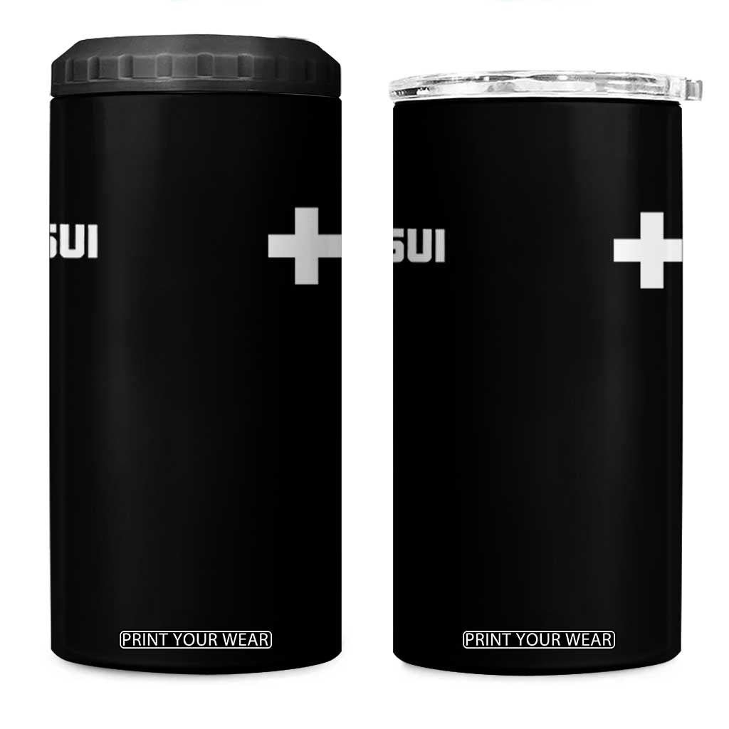 Switzerland 4 in 1 Can Cooler Tumbler Retro Swiss Flag TS10 One Size: 16 oz Black Print Your Wear