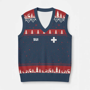 Switzerland V-Neck Knit Sweater Vest Retro Swiss Flag