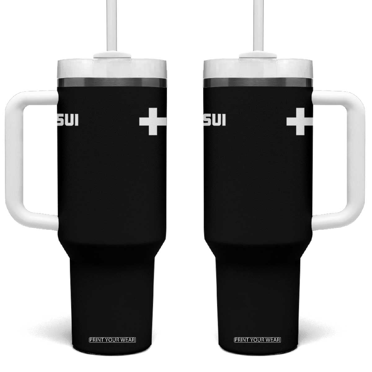 Switzerland Tumbler With Handle Retro Swiss Flag TS10 One Size: 40 oz Black Print Your Wear