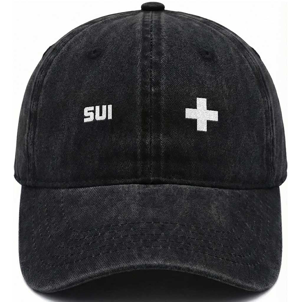 Switzerland Washed Cotton Baseball Cap Retro Swiss Flag TS10 Print Your Wear