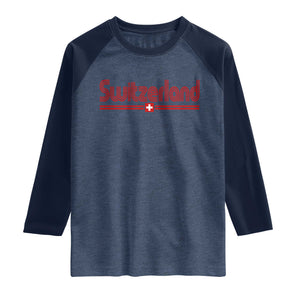 Switzerland Fan Retro Vintage Flag Raglan Shirt