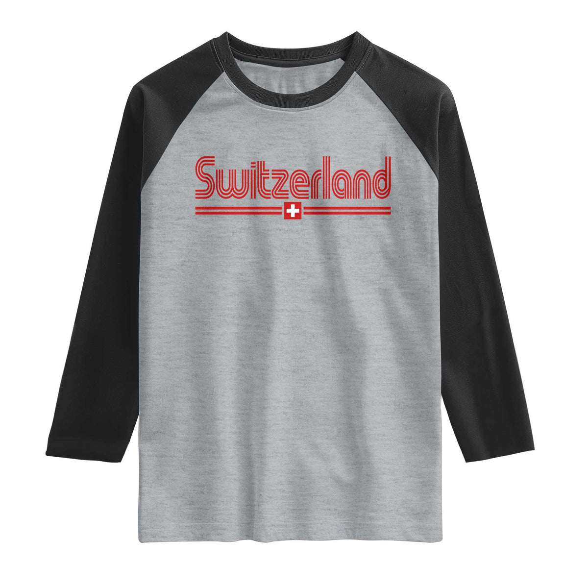 Switzerland Fan Retro Vintage Flag Raglan Shirt