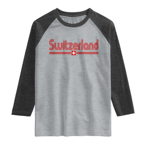 Switzerland Fan Retro Vintage Flag Raglan Shirt