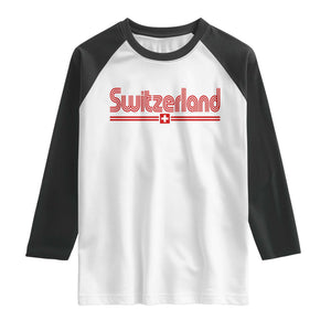 Switzerland Fan Retro Vintage Flag Raglan Shirt