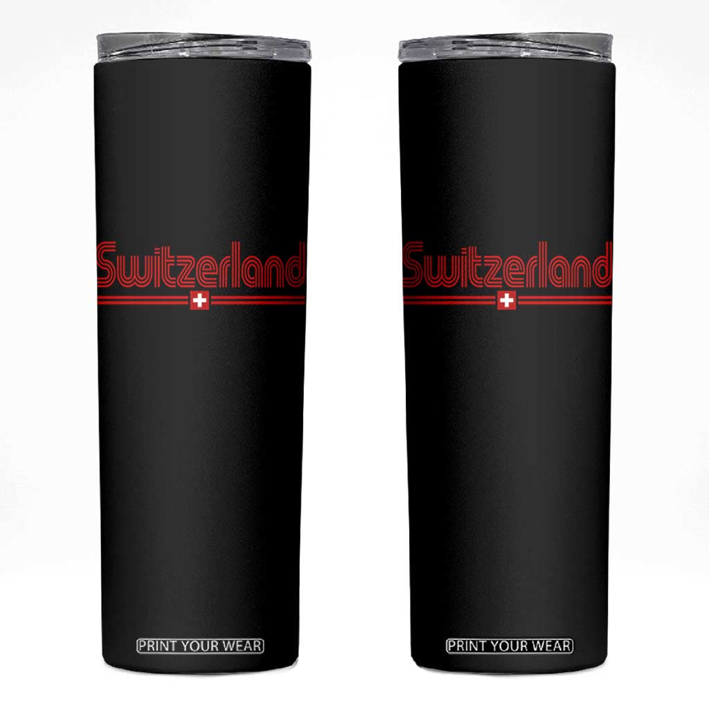 Switzerland Fan Retro Vintage Flag Skinny Tumbler TS10 Black Print Your Wear