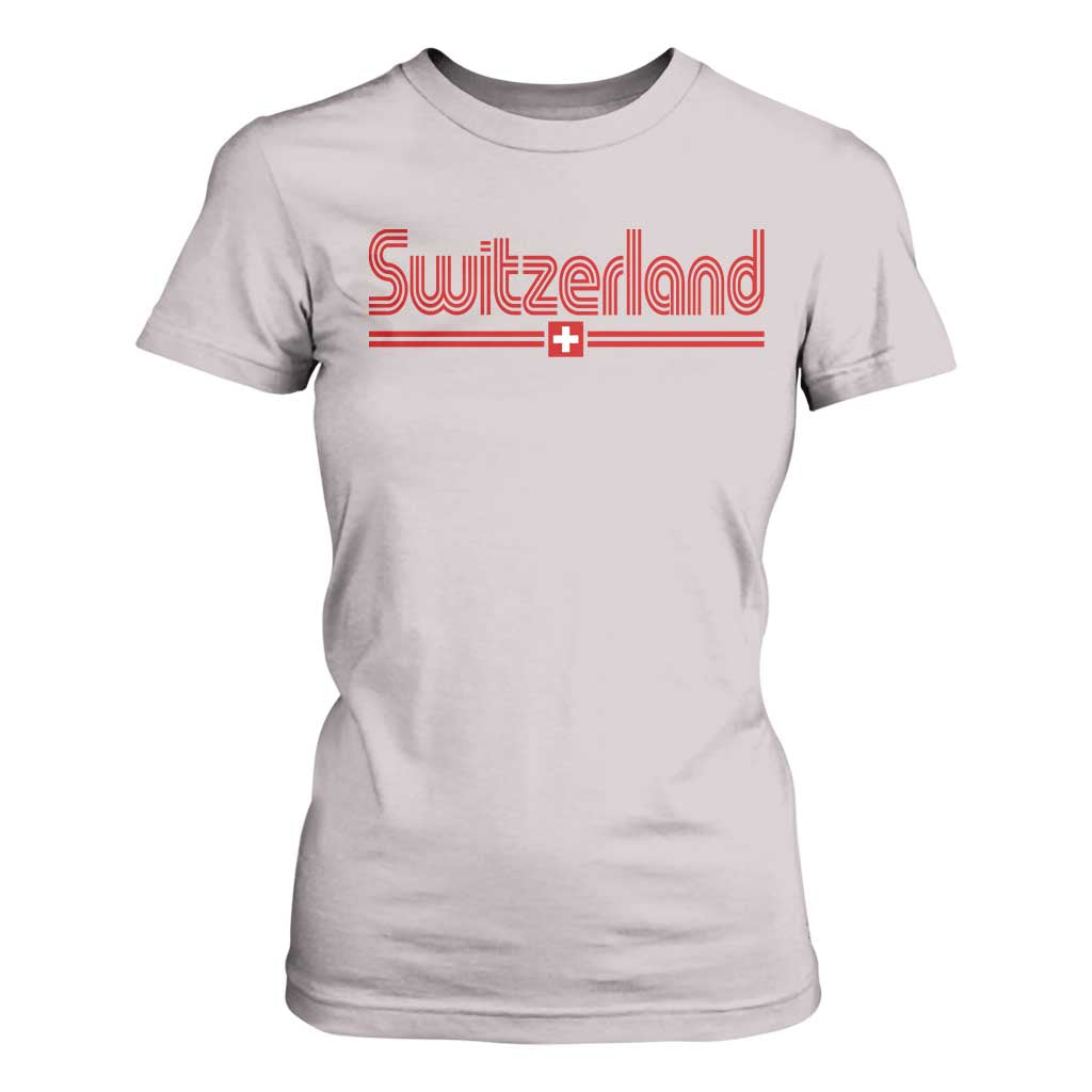 Switzerland Fan Retro Vintage Flag T Shirt For Women