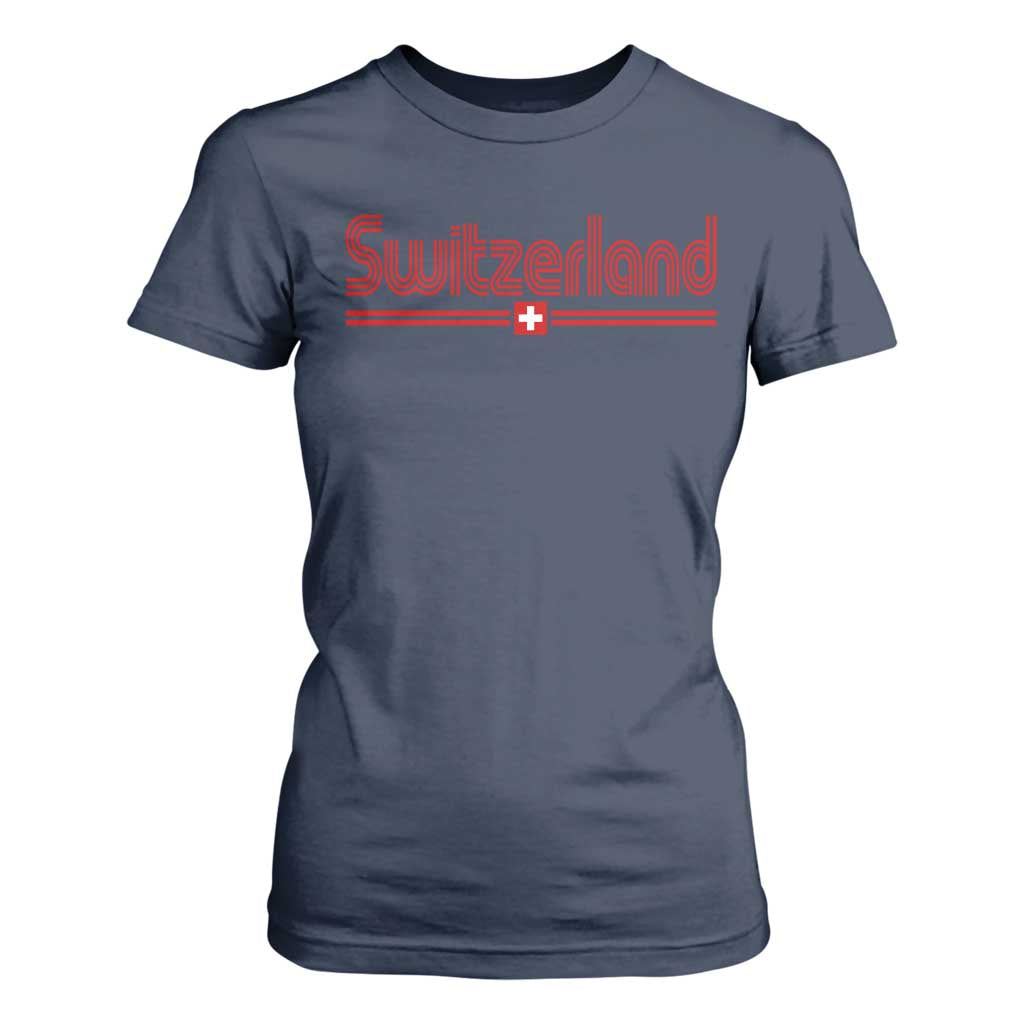 Switzerland Fan Retro Vintage Flag T Shirt For Women
