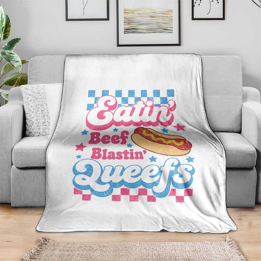 Hotdog Eatin Beef Blastin Queefs Inappropriate Throw Blanket Retro Groovy Hotdog Meme Funny Cringe Offensive Humor