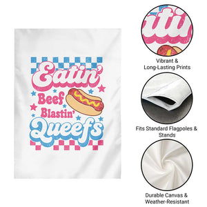 Hotdog Eatin Beef Blastin Queefs Inappropriate Garden Flag Retro Groovy Hotdog Meme Funny Cringe Offensive Humor