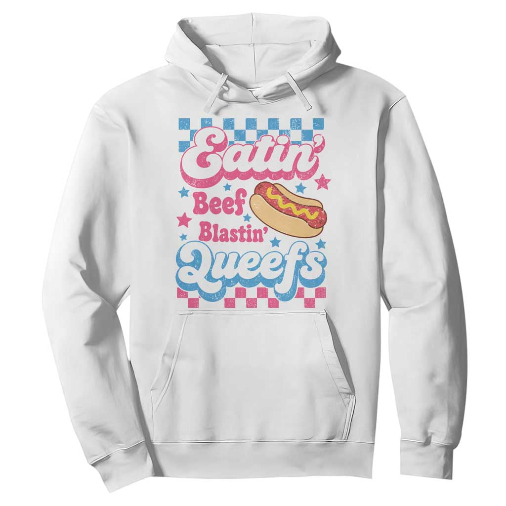 Hotdog Eatin Beef Blastin Queefs Inappropriate Hoodie Retro Groovy Hotdog Meme Funny Cringe Offensive Humor TS10 White Print Your Wear
