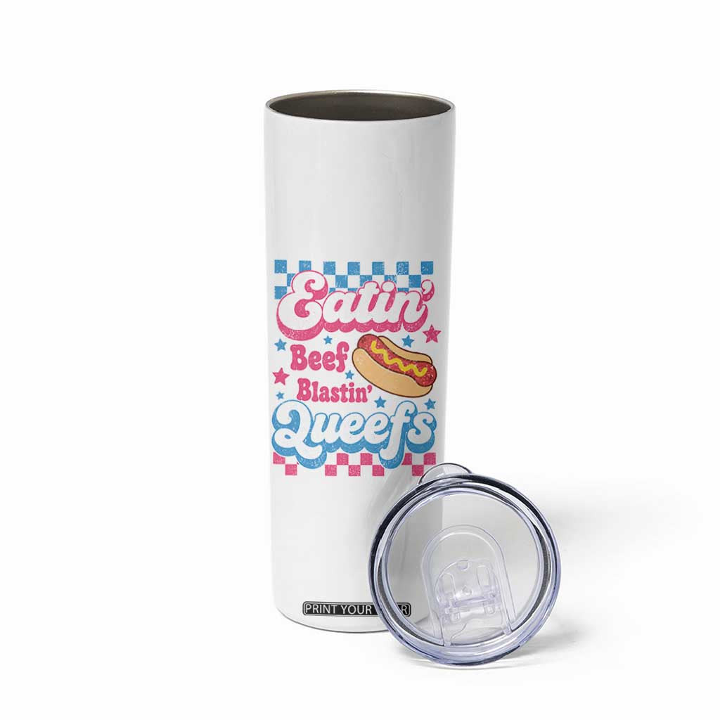 Hotdog Eatin Beef Blastin Queefs Inappropriate Skinny Tumbler Retro Groovy Hotdog Meme Funny Cringe Offensive Humor