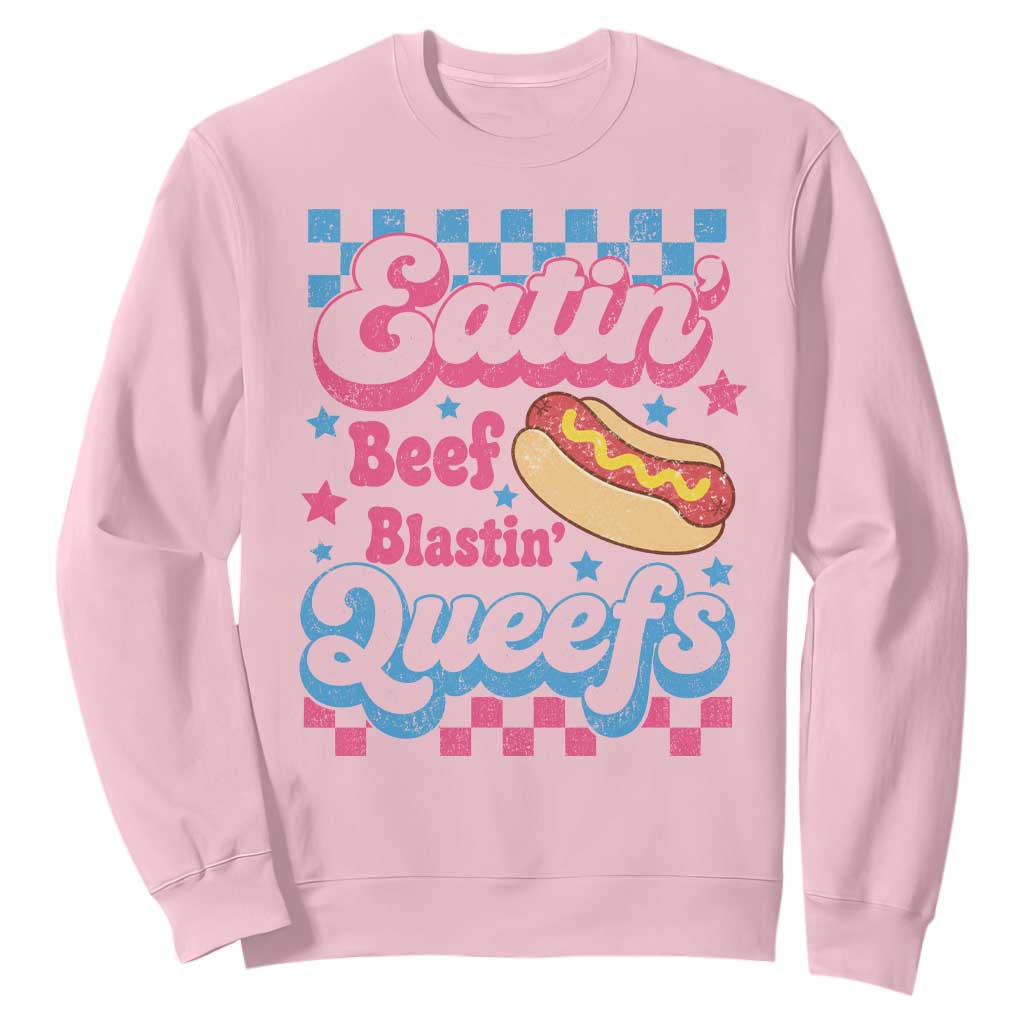 Hotdog Eatin Beef Blastin Queefs Inappropriate Sweatshirt Retro Groovy Hotdog Meme Funny Cringe Offensive Humor