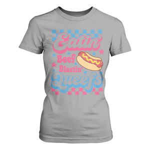 Hotdog Eatin Beef Blastin Queefs Inappropriate T Shirt For Women Retro Groovy Hotdog Meme Funny Cringe Offensive Humor