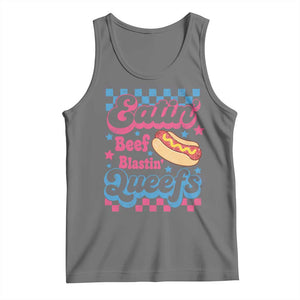 Hotdog Eatin Beef Blastin Queefs Inappropriate Tank Top Retro Groovy Hotdog Meme Funny Cringe Offensive Humor