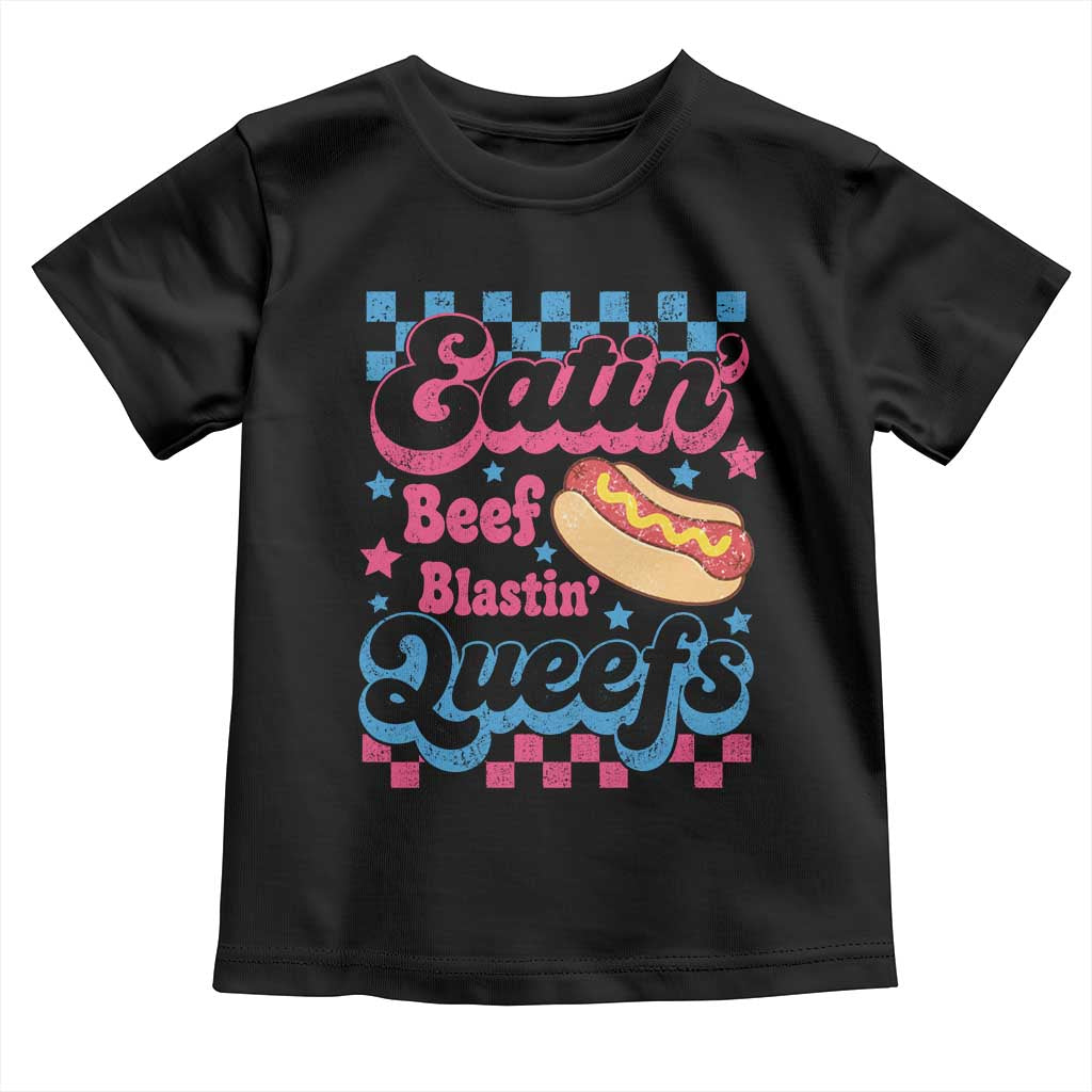 Hotdog Eatin Beef Blastin Queefs Inappropriate Toddler T Shirt Retro Groovy Hotdog Meme Funny Cringe Offensive Humor