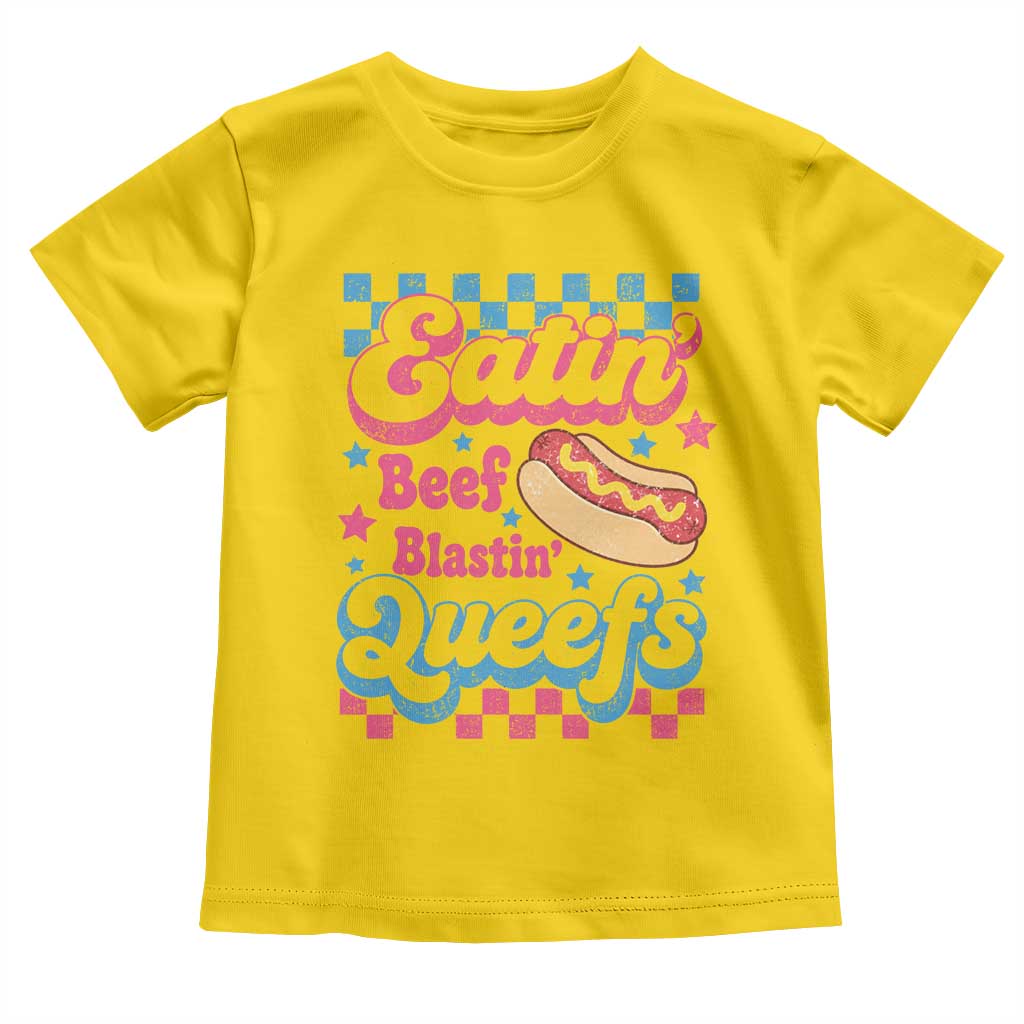 Hotdog Eatin Beef Blastin Queefs Inappropriate Toddler T Shirt Retro Groovy Hotdog Meme Funny Cringe Offensive Humor
