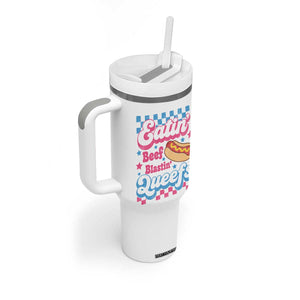 Hotdog Eatin Beef Blastin Queefs Inappropriate Tumbler With Handle Retro Groovy Hotdog Meme Funny Cringe Offensive Humor