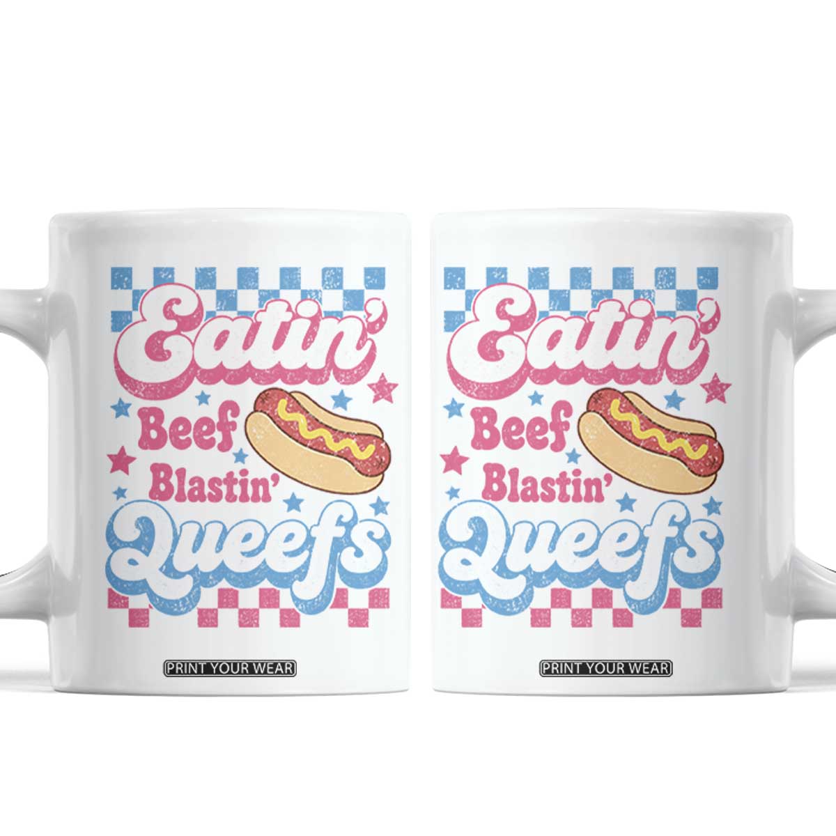 Hotdog Eatin Beef Blastin Queefs Inappropriate Coffee Mug Retro Groovy Hotdog Meme Funny Cringe Offensive Humor
