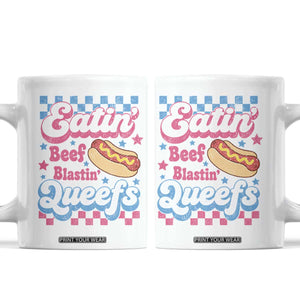 Hotdog Eatin Beef Blastin Queefs Inappropriate Coffee Mug Retro Groovy Hotdog Meme Funny Cringe Offensive Humor