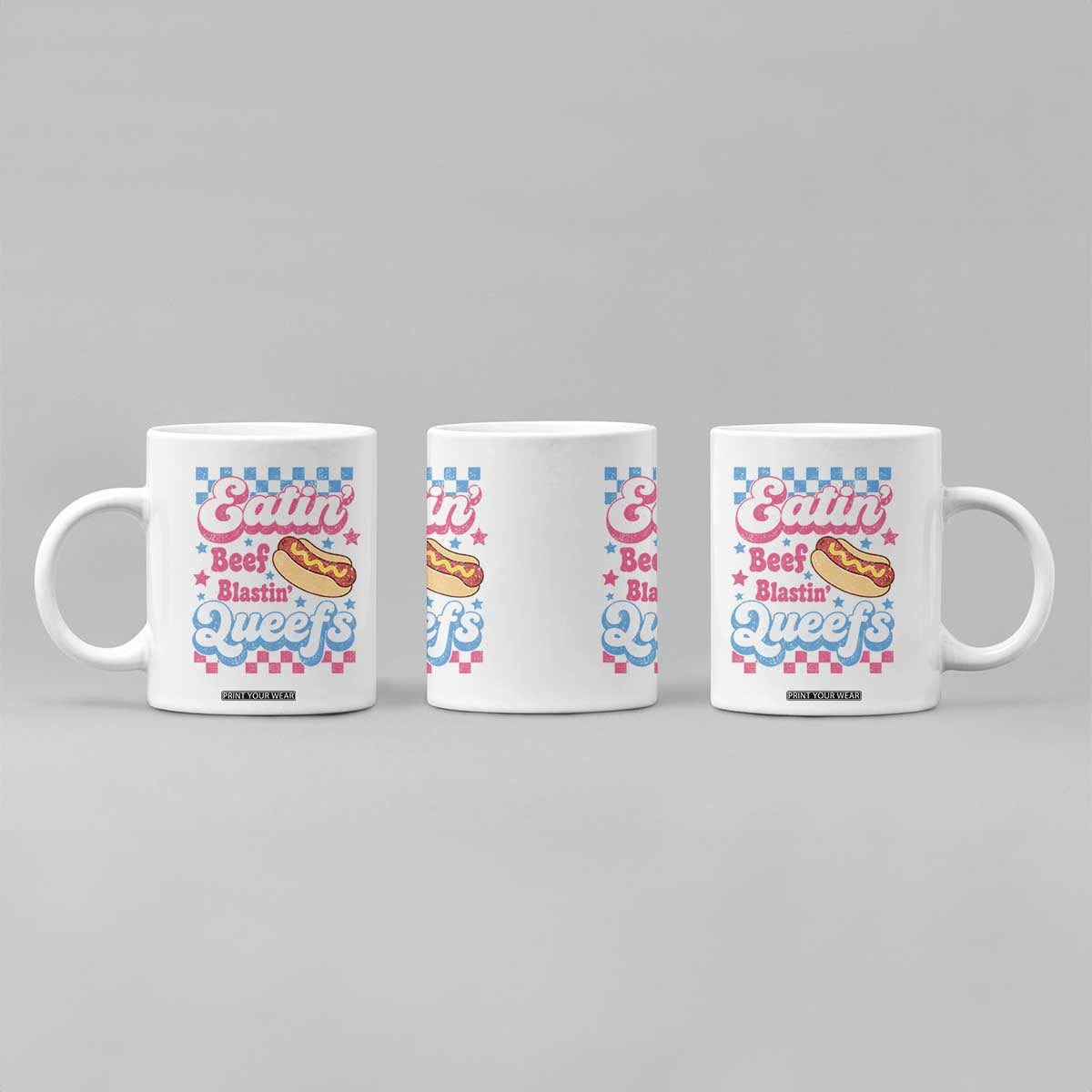 Hotdog Eatin Beef Blastin Queefs Inappropriate Coffee Mug Retro Groovy Hotdog Meme Funny Cringe Offensive Humor