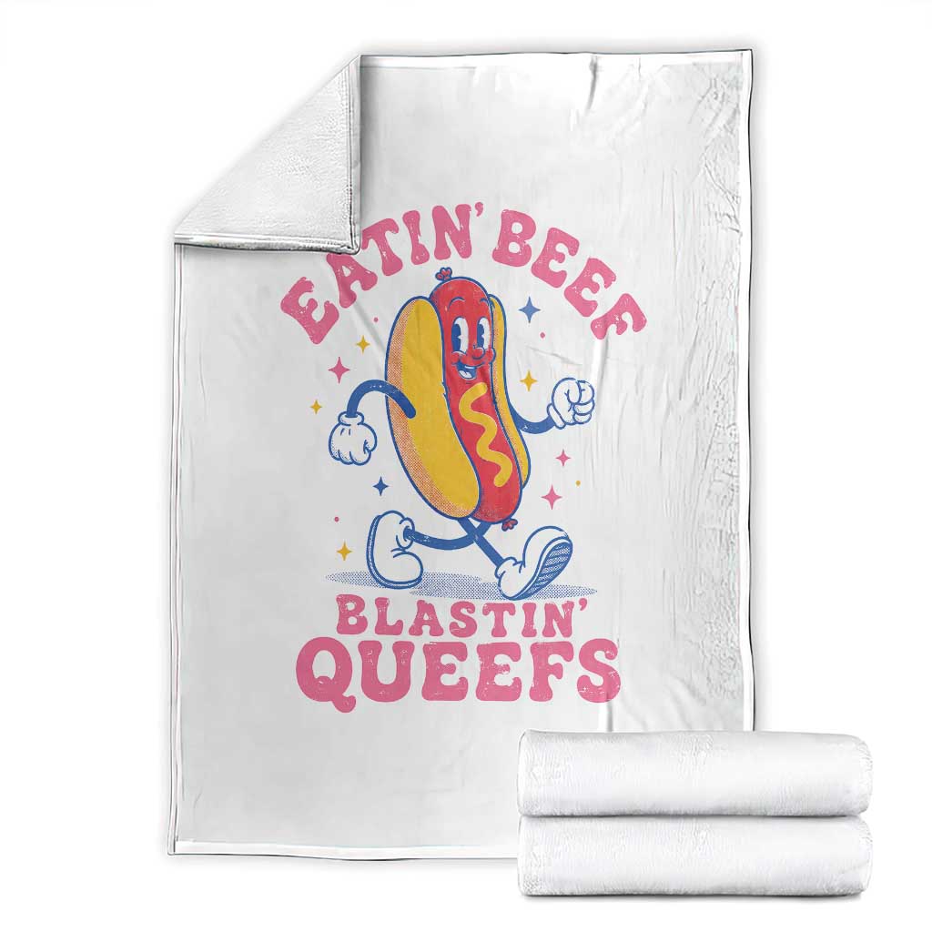 Hotdog Eatin Beef Blastin Queefs Inappropriate Throw Blanket Funny Cringe Offensive Humor TS10 White Print Your Wear
