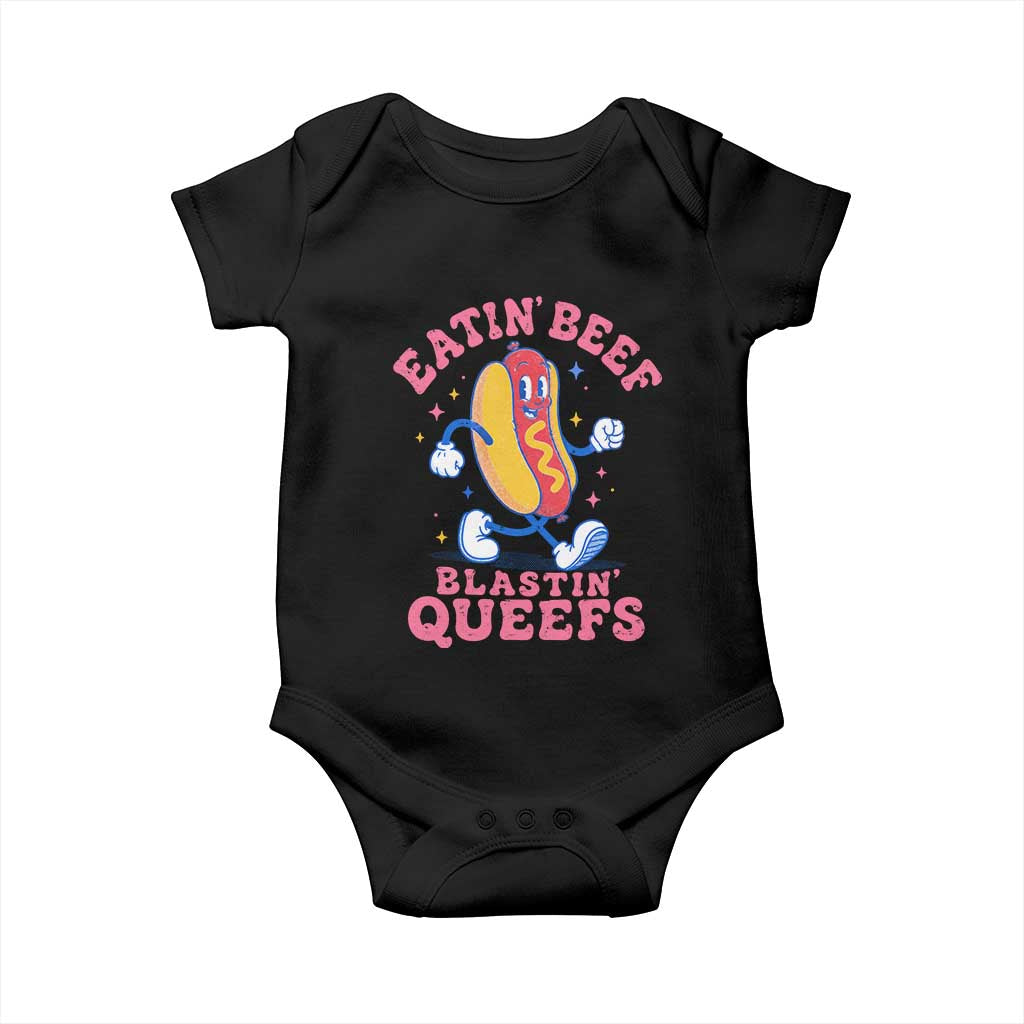 Hotdog Eatin Beef Blastin Queefs Inappropriate Baby Onesie Funny Cringe Offensive Humor TS10 Black Print Your Wear