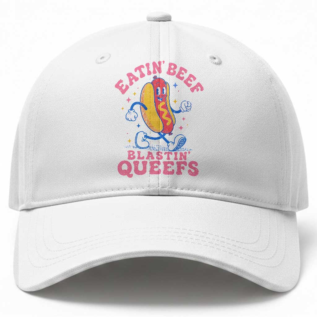 Hotdog Eatin Beef Blastin Queefs Inappropriate Baseball Cap Funny Cringe Offensive Humor TS10 Print Your Wear