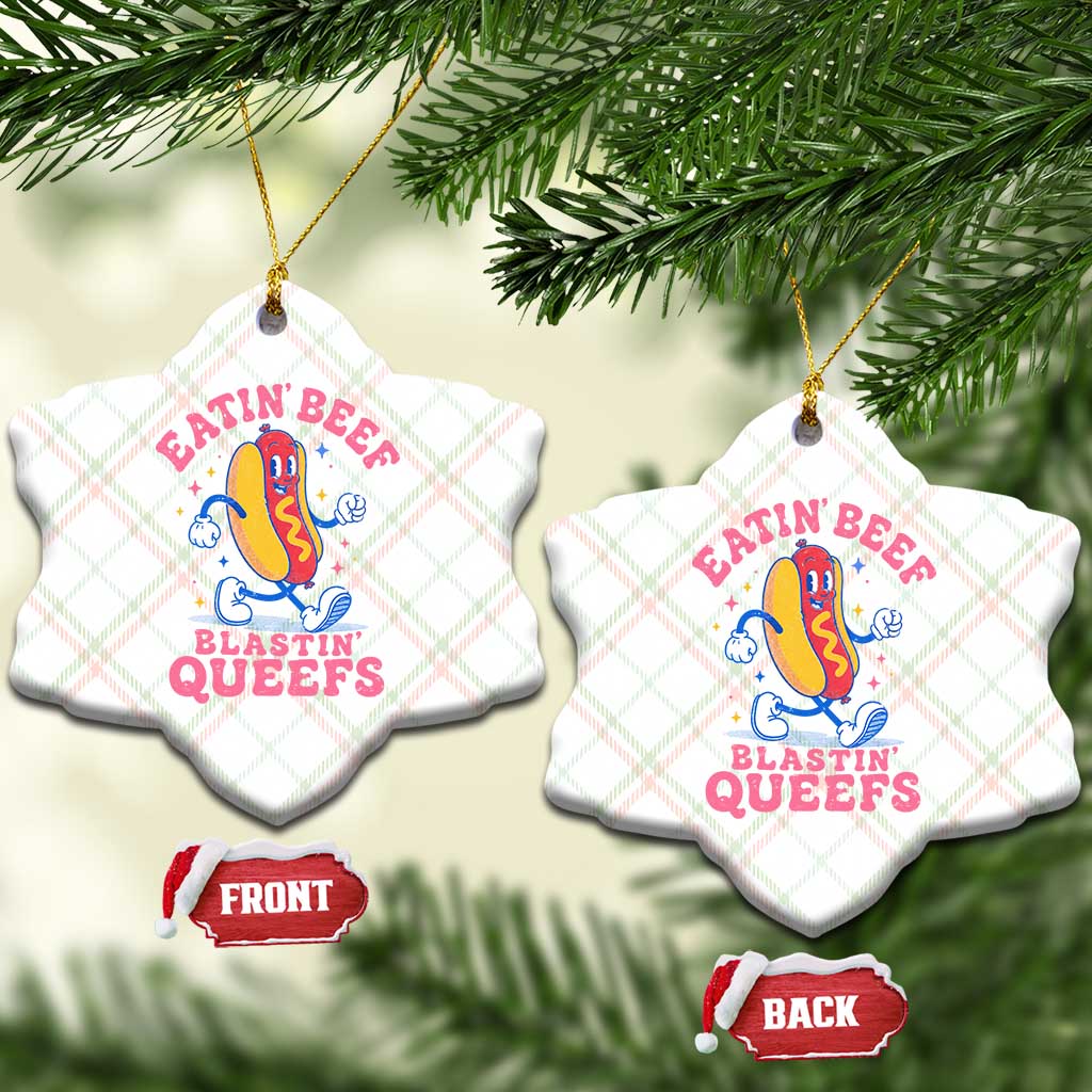Hotdog Eatin Beef Blastin Queefs Inappropriate Ceramic Ornament Funny Cringe Offensive Humor