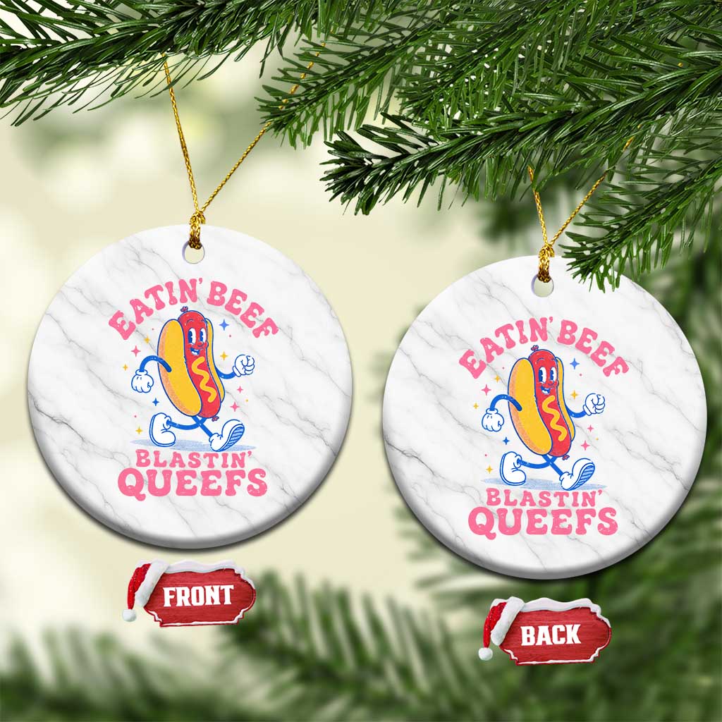 Hotdog Eatin Beef Blastin Queefs Inappropriate Ceramic Ornament Funny Cringe Offensive Humor TS10 1pc White Marble Print Your Wear