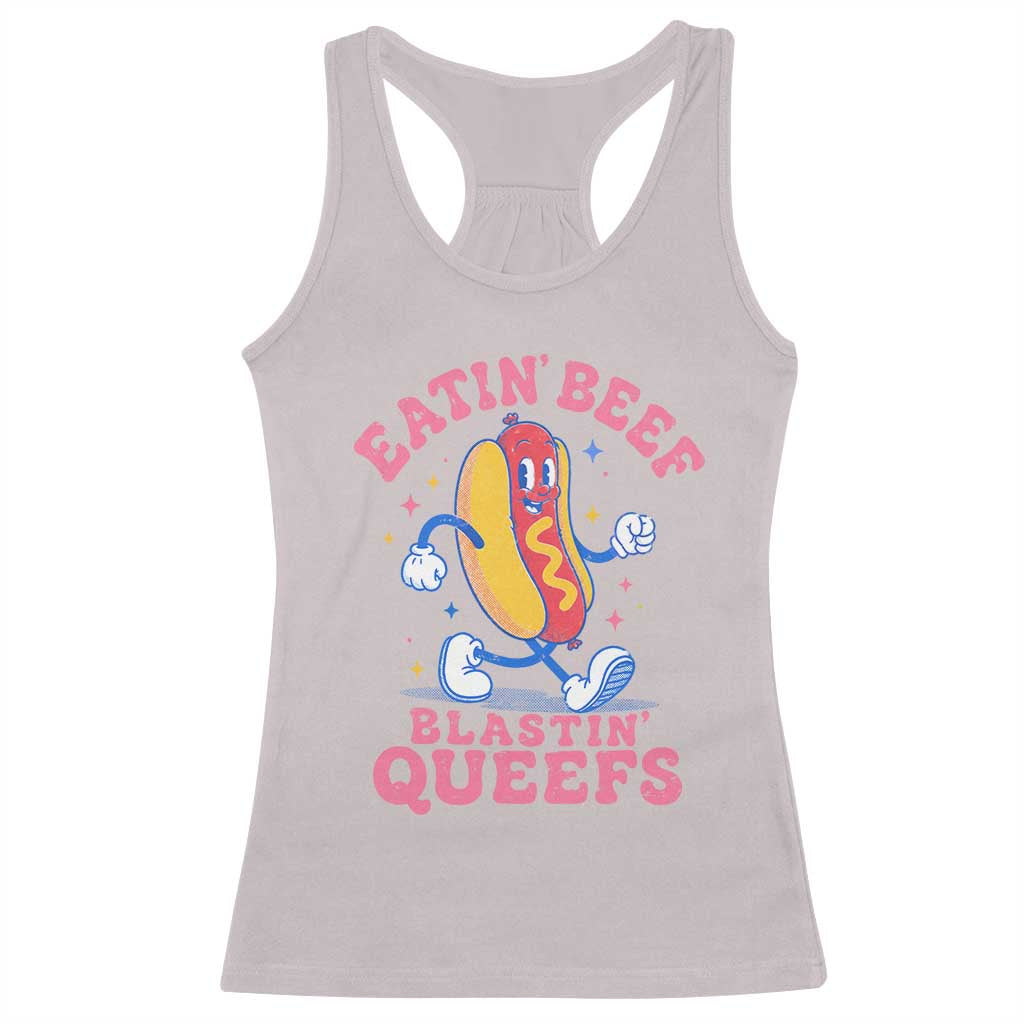 Hotdog Eatin Beef Blastin Queefs Inappropriate Racerback Tank Top Funny Cringe Offensive Humor