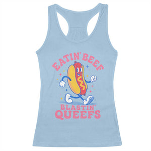 Hotdog Eatin Beef Blastin Queefs Inappropriate Racerback Tank Top Funny Cringe Offensive Humor