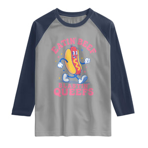 Hotdog Eatin Beef Blastin Queefs Inappropriate Raglan Shirt Funny Cringe Offensive Humor