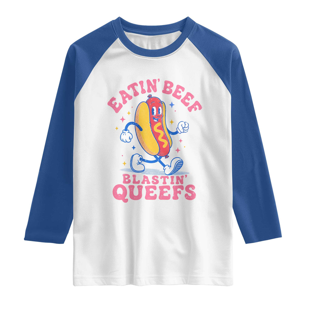 Hotdog Eatin Beef Blastin Queefs Inappropriate Raglan Shirt Funny Cringe Offensive Humor