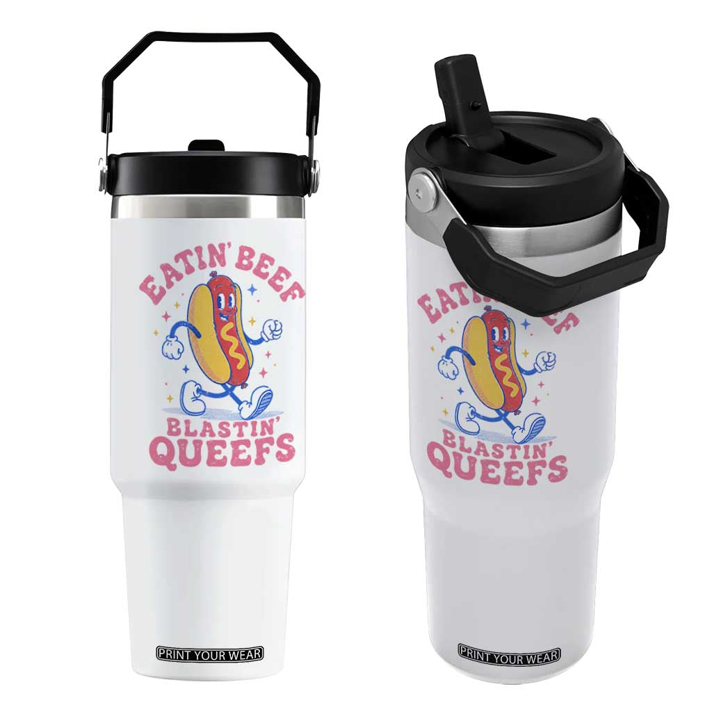 Hotdog Eatin Beef Blastin Queefs Inappropriate Flip Straw Tumbler Funny Cringe Offensive Humor TS10 One Size: 30 oz White Print Your Wear